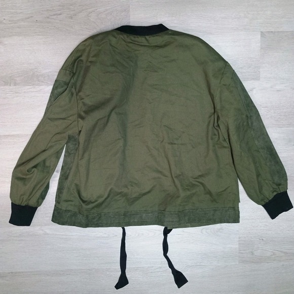 Current Air Los Angeles Green Canvas Suede Bomber Style Jacket Size Small - Picture 7 of 7